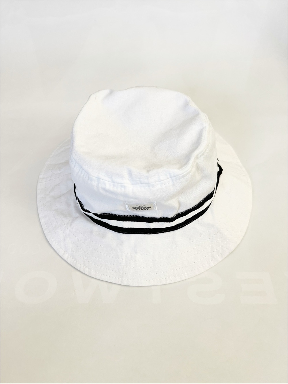 Imperial Headware White Shotgun Start Bucket Hat with Black Stripe Detail M